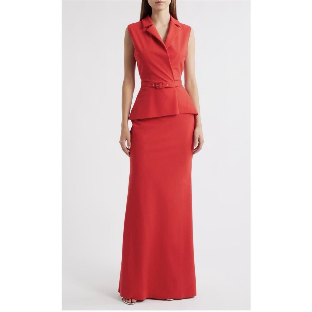Chiara Boni La Petite Robe Red Thadira Belted Women’s Gown Dress Size 38 /US 2